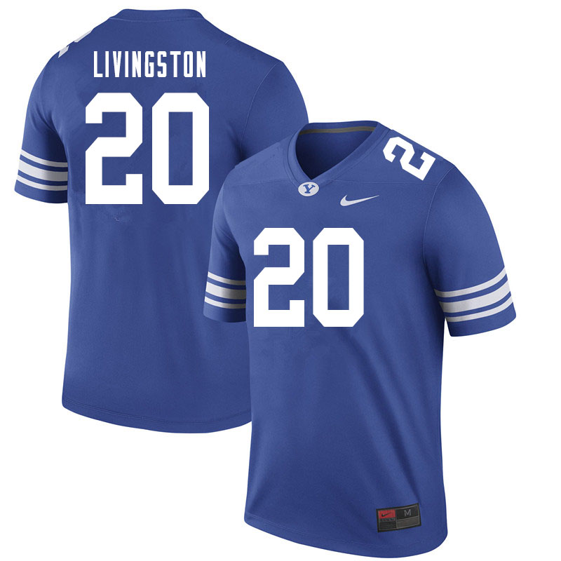 Men #20 Hayden Livingston BYU Cougars College Football Jerseys Sale-Royal